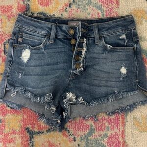 Just USA Women's Frayed Denim Shorts - Blue